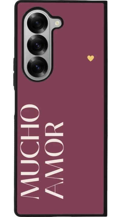 Coque Samsung Galaxy Z Fold6 - Silicone rigide noir Valentine 2024 mucho amor rosado