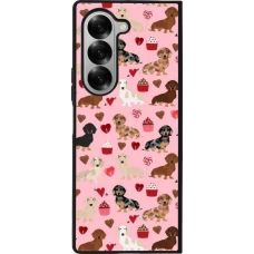 Coque Samsung Galaxy Z Fold6 - Silicone rigide noir Valentine 2024 puppy love