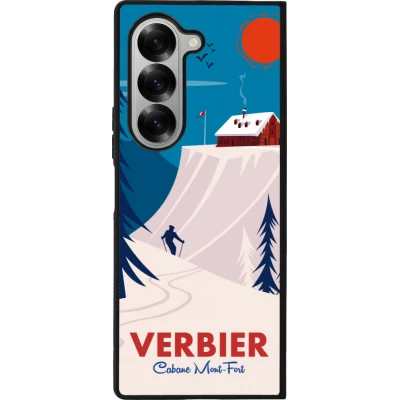 Coque Samsung Galaxy Z Fold6 - Silicone rigide noir Verbier Cabane Mont-Fort