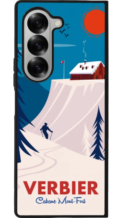 Coque Samsung Galaxy Z Fold6 - Silicone rigide noir Verbier Cabane Mont-Fort