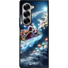 Coque Samsung Galaxy Z Fold6 - Silicone rigide noir Noël 2023 Père Noël enchanté