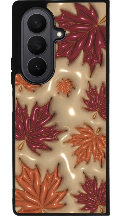 Coque Samsung Galaxy Z Fold7 - Silicone rigide noir Autumn 26 3D leaves