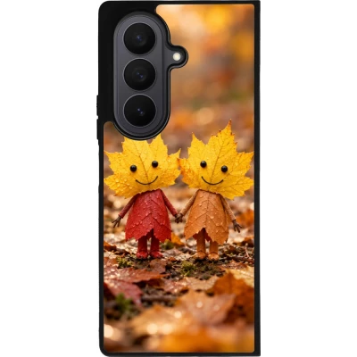 Coque Samsung Galaxy Z Fold7 - Silicone rigide noir Autumn 26 Couple of leaves