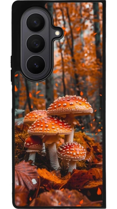 Coque Samsung Galaxy Z Fold7 - Silicone rigide noir Autumn 26 Mushrooms in the woods