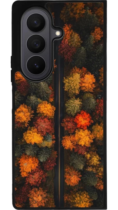 Coque Samsung Galaxy Z Fold7 - Silicone rigide noir Autumn 26 Road in autumn