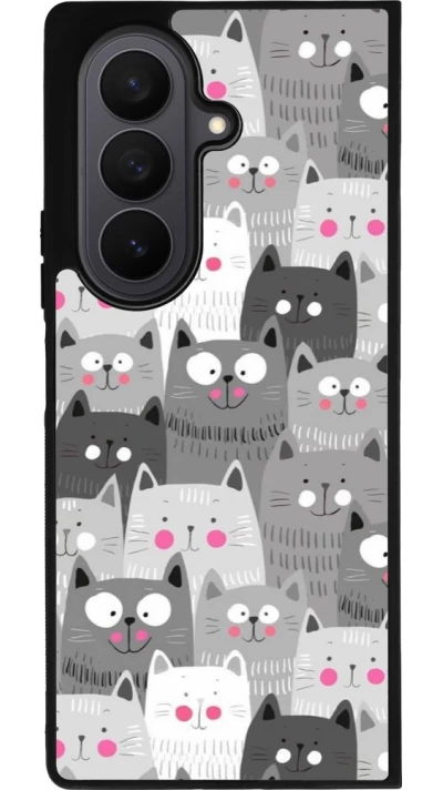Samsung Galaxy Z Fold7 Case Hülle - Silikon schwarz Katzenschwärme
