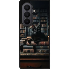 Samsung Galaxy Z Fold7 Case Hülle - Silikon schwarz Katze Bücher dunkel