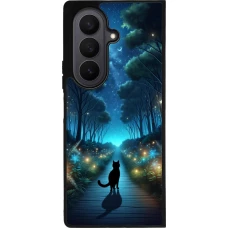 Samsung Galaxy Z Fold7 Case Hülle - Silikon schwarz Schwarze Katze Spaziergang