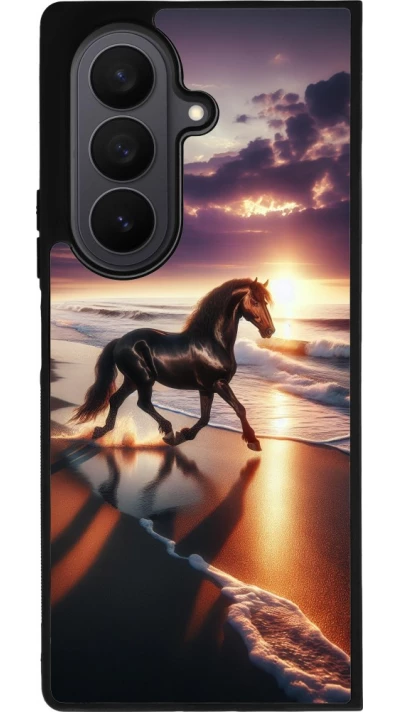 Samsung Galaxy Z Fold7 Case Hülle - Silikon schwarz Pferd majestätisch Strand