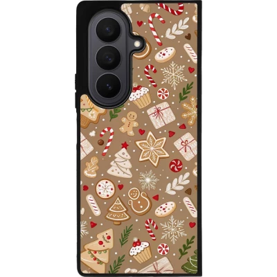 Coque Samsung Galaxy Z Fold7 - Silicone rigide noir Christmas 25 Pattern Ginger Cookie