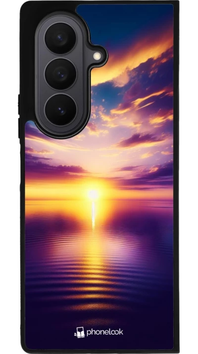Samsung Galaxy Z Fold7 Case Hülle - Silikon schwarz Sonnenuntergang gelb violett