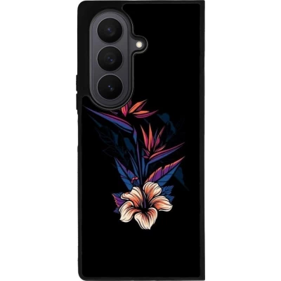 Coque Samsung Galaxy Z Fold7 - Silicone rigide noir Dark Flowers