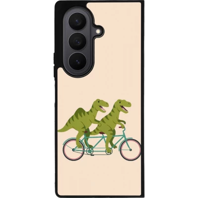 Coque Samsung Galaxy Z Fold7 - Silicone rigide noir Dinosaurs on bikes 2026
