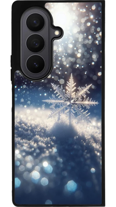 Samsung Galaxy Z Fold7 Case Hülle - Silikon schwarz Schneeflocke Solar Glanz