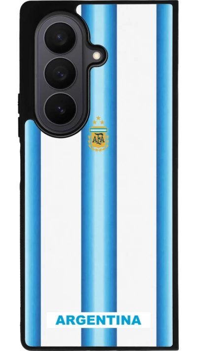 Coque Samsung Galaxy Z Fold7 - Silicone rigide noir Maillot de football Argentine 2026 personnalisable