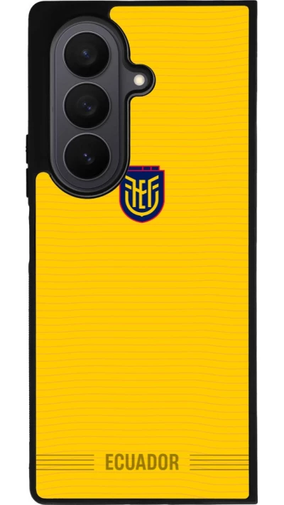Coque Samsung Galaxy Z Fold7 - Silicone rigide noir Maillot de football Équateur 2026 personnalisable