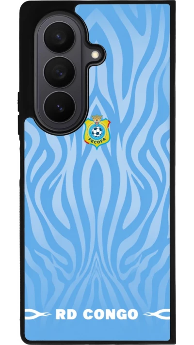Coque Samsung Galaxy Z Fold7 - Silicone rigide noir Maillot de football Re?publique de?mocratique du Congo 2026 personnalisable