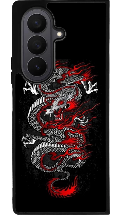 Samsung Galaxy Z Fold7 Case Hülle - Silikon schwarz Japanese style Dragon Tattoo Red Black