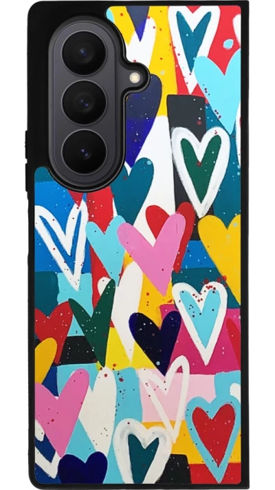 Samsung Galaxy Z Fold7 Case Hülle - Silikon schwarz Joyful Hearts