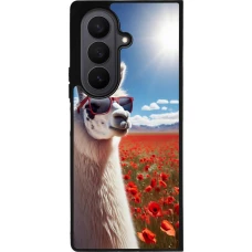 Samsung Galaxy Z Fold7 Case Hülle - Silikon schwarz Lama Chic in Mohnblume