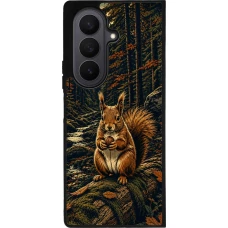 Samsung Galaxy Z Fold7 Case Hülle - Silikon schwarz Linocut Eichhörnchen