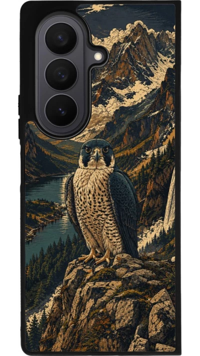 Coque Samsung Galaxy Z Fold7 - Silicone rigide noir Linocut Faucun pèlerin