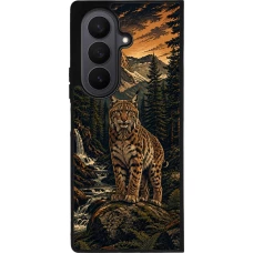 Coque Samsung Galaxy Z Fold7 - Silicone rigide noir Linocut Lynx