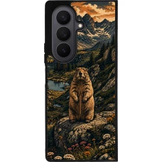 Coque Samsung Galaxy Z Fold7 - Silicone rigide noir Linocut Marmotte