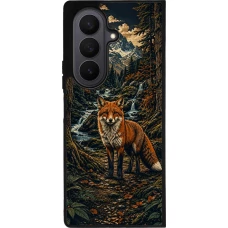 Coque Samsung Galaxy Z Fold7 - Silicone rigide noir Linocut Renard