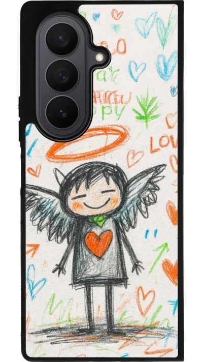 Samsung Galaxy Z Fold7 Case Hülle - Silikon schwarz Little Angel Sketch Love