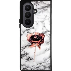 Coque Samsung Galaxy Z Fold7 - Silicone rigide noir Marble Rose Gold