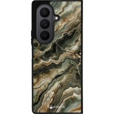 Coque Samsung Galaxy Z Fold7 - Silicone rigide noir Marbre Olive