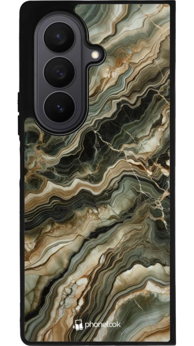 Samsung Galaxy Z Fold7 Case Hülle - Silikon schwarz Oliv Marmor