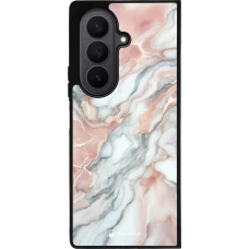 Coque Samsung Galaxy Z Fold7 - Silicone rigide noir Marbre Rose Lumineux