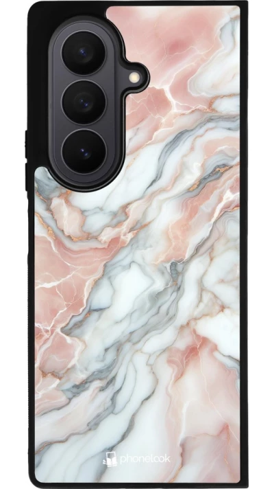 Samsung Galaxy Z Fold7 Case Hülle - Silikon schwarz Rosa Leuchtender Marmor