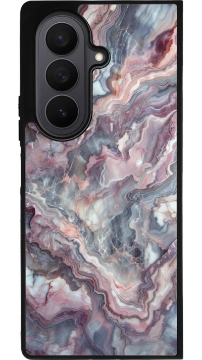 Samsung Galaxy Z Fold7 Case Hülle - Silikon schwarz Violetter silberner Marmor