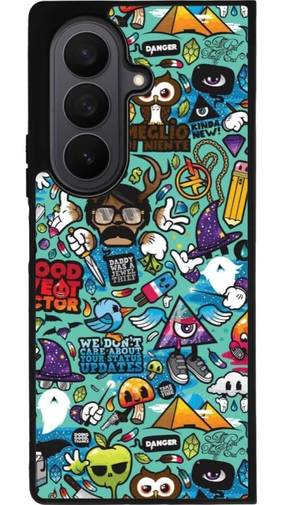 Samsung Galaxy Z Fold7 Case Hülle - Silikon schwarz Mixed Cartoons Turquoise