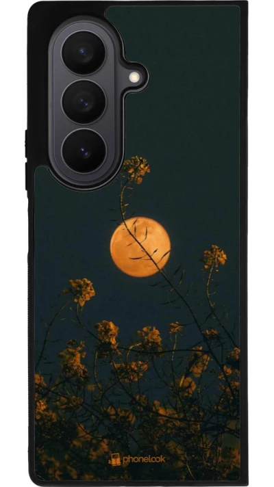 Samsung Galaxy Z Fold7 Case Hülle - Silikon schwarz Moon Flowers