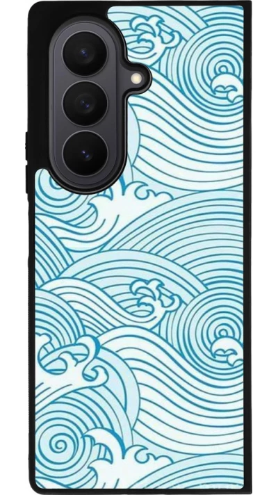 Samsung Galaxy Z Fold7 Case Hülle - Silikon schwarz Ocean Waves