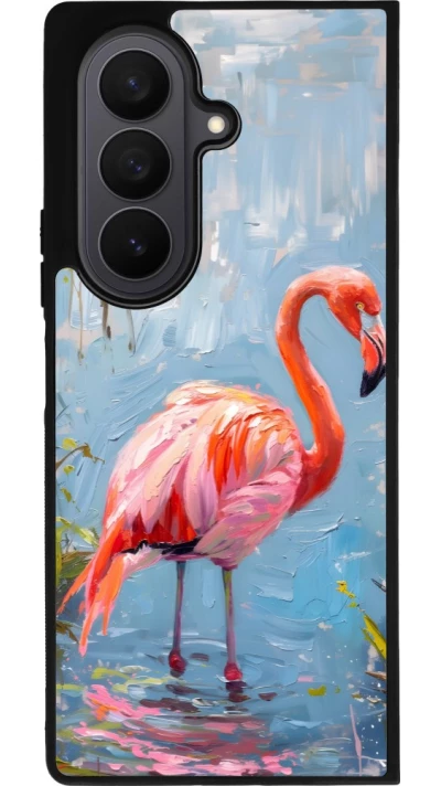 Samsung Galaxy Z Fold7 Case Hülle - Silikon schwarz Paint Flamingo