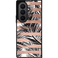 Samsung Galaxy Z Fold7 Case Hülle - Silikon schwarz Palm trees gold stripes