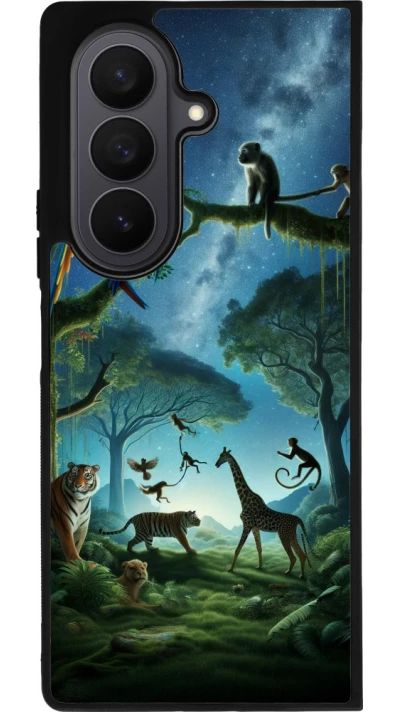 Samsung Galaxy Z Fold7 Case Hülle - Silikon schwarz Paradies der exotischen Tiere