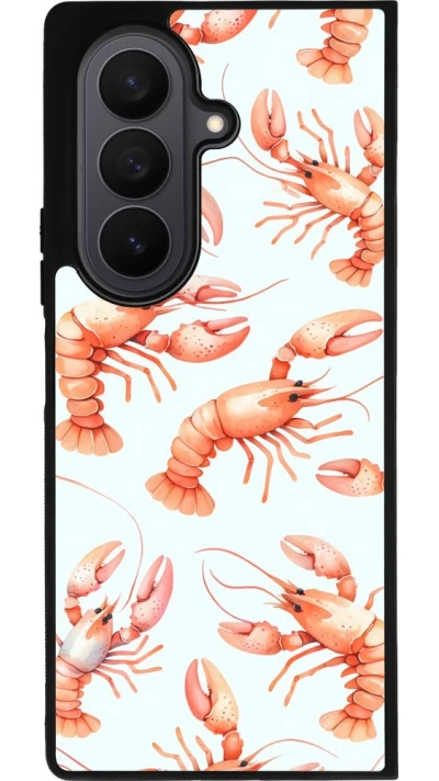 Samsung Galaxy Z Fold7 Case Hülle - Silikon schwarz Muster von pastellfarbenen Hummern