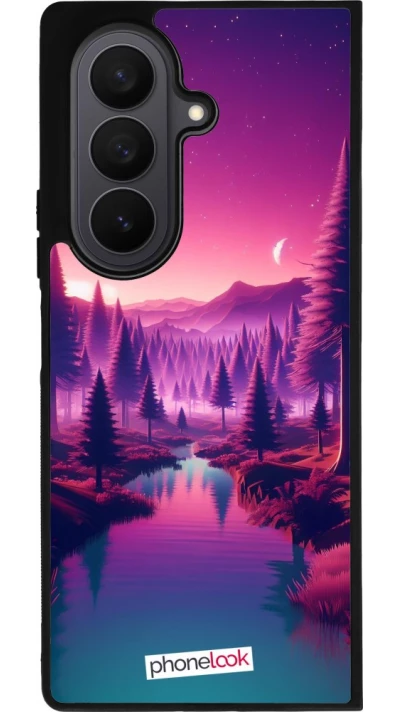Samsung Galaxy Z Fold7 Case Hülle - Silikon schwarz Lila-rosa Landschaft