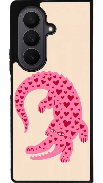 Samsung Galaxy Z Fold7 Case Hülle - Silikon schwarz Pink crocodile 2026