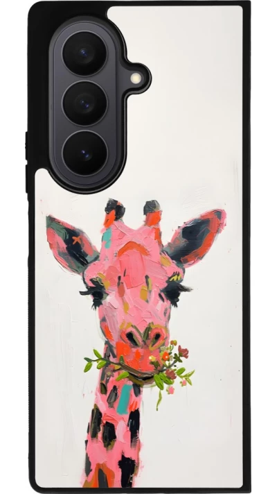 Samsung Galaxy Z Fold7 Case Hülle - Silikon schwarz Pink Girafe Paint