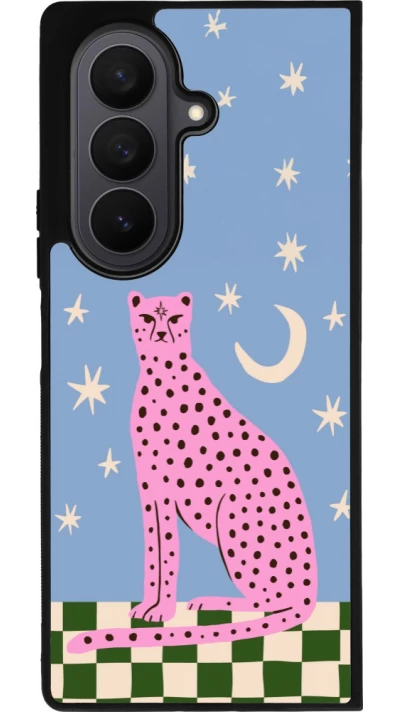 Samsung Galaxy Z Fold7 Case Hülle - Silikon schwarz Pink leopard with stars 2026