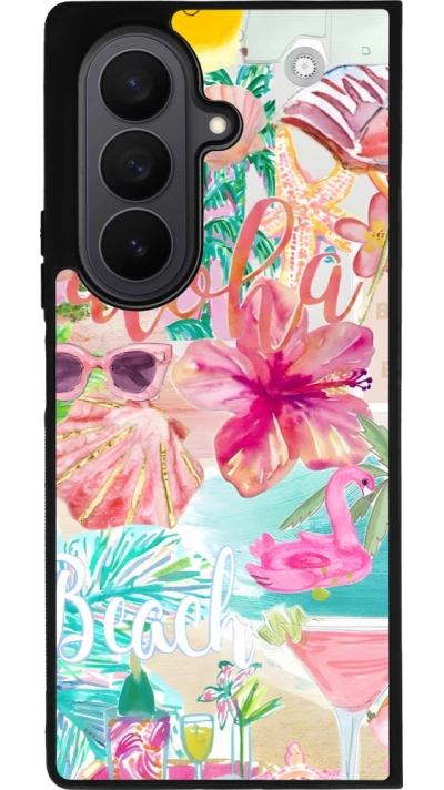 Samsung Galaxy Z Fold7 Case Hülle - Silikon schwarz Preppy Collage Aloha