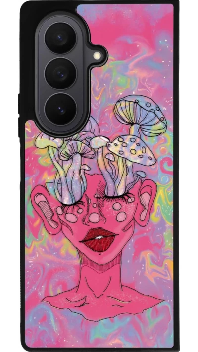 Samsung Galaxy Z Fold7 Case Hülle - Silikon schwarz Psychedelic pink mushroom