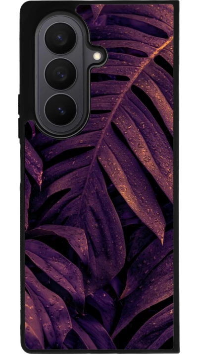 Samsung Galaxy Z Fold7 Case Hülle - Silikon schwarz Purple Light Leaves